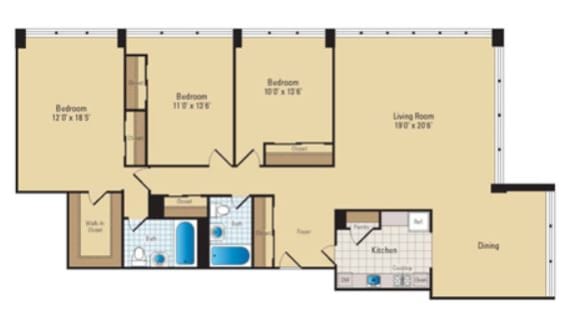 a floor plan of a home with a bathroom and a bedroom