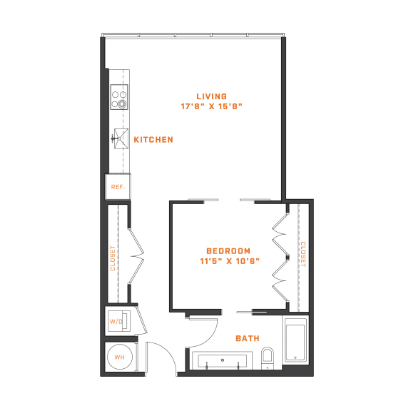 a floor plan of a 1 bedroom floor plan