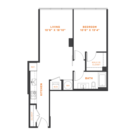 a floor plan of a 1 bedroom floor plan