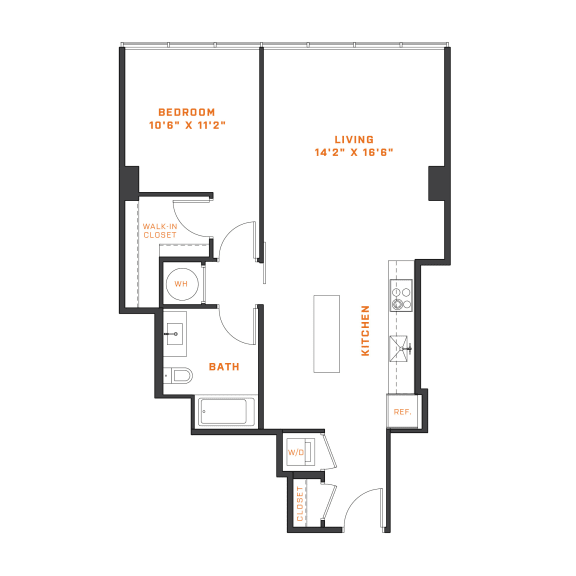 Floor Plan  a floor plan of a 1 bedroom floor plan with an open floor