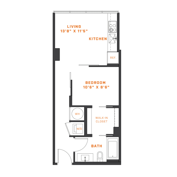 a floor plan of a studio apartment with a loft