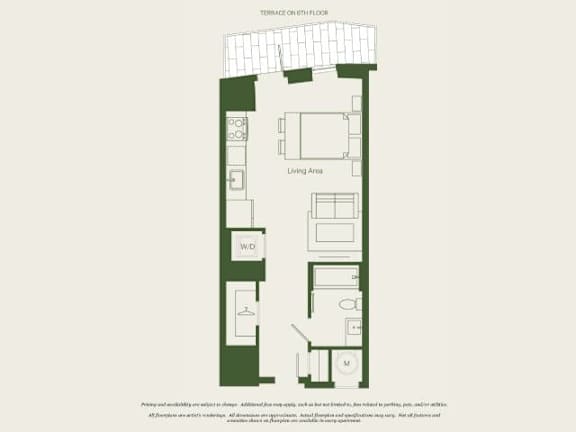 A floor plan of a terrace and eth floor layout.