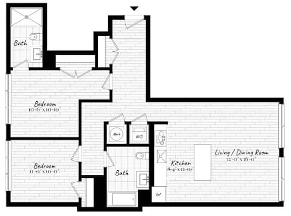 A black and white image of a floor plan for a house.