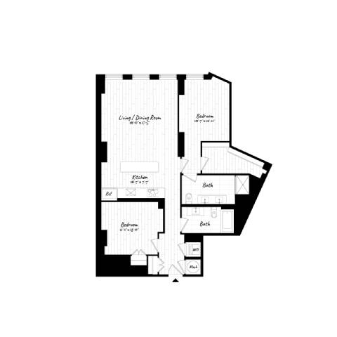 A black and white image of a house floor plan.