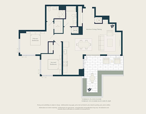 A floor plan of a house with labeled rooms such as "Kitchen," "Dining Room," and "Living Room."