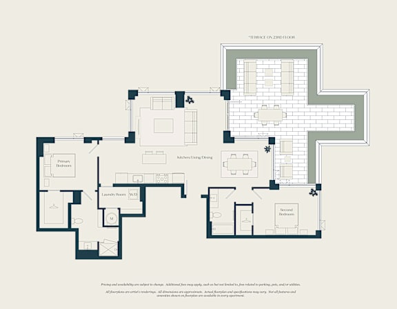 A floor plan of a house with multiple rooms and labeled areas.