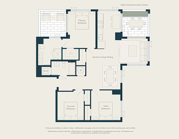 A floor plan of a 2015 home with a primary bedroom, secondary bedroom, and a hidden bedroom.