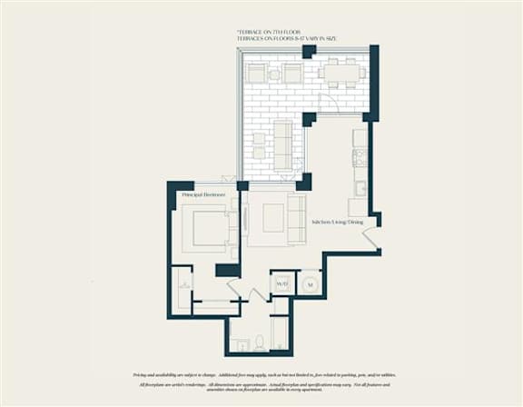 A floor plan of a house with labeled rooms such as &quot;Kitchen&quot;, &quot;Dining Room&quot;, and &quot;Bedrooms&quot;.