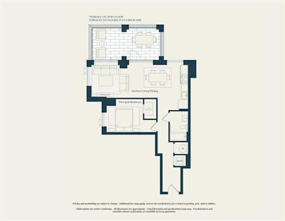 A floor plan of a house with labeled rooms such as &quot;Kitchen Dining Room&quot; and &quot;Bedrooms.&quot;.