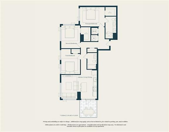 A floor plan of a house with labeled rooms such as "Dining Room" and "Kitchen".