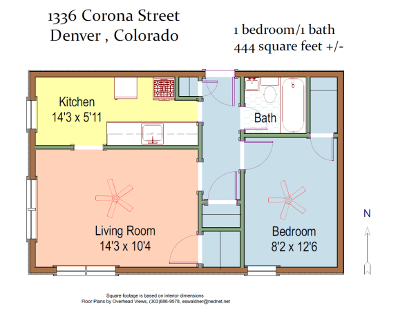 1336 Corona 1 Bedroom Floorplan