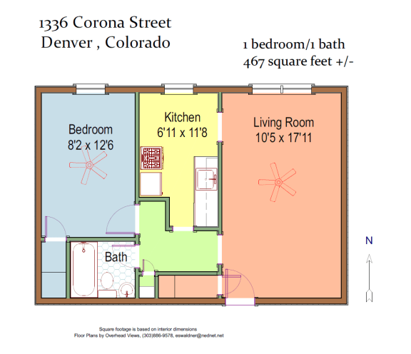 1336 Corona 1 Bedroom Floorplan