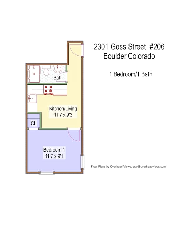 2301 Goss St #206 Floor Plan (Affordable Unit)