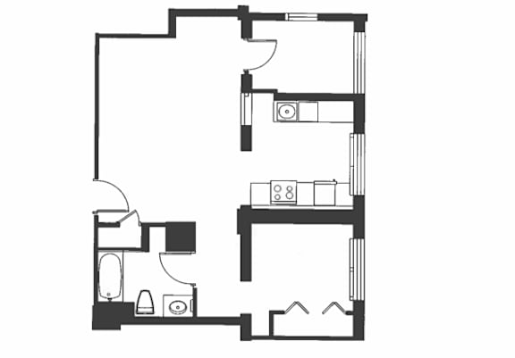 A black and white image of a house floor plan.