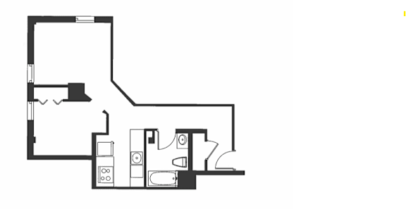 A black and white diagram of a house layout.