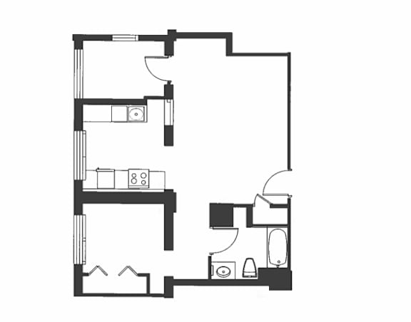 A black and white image of a floor plan of a house.