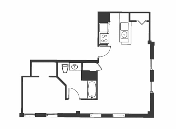 A black and white drawing of a house layout.