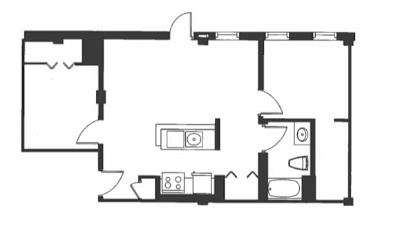 A black and white image of a floor plan of a house.