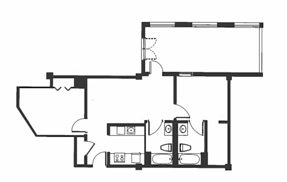 A black and white image of a house floor plan.