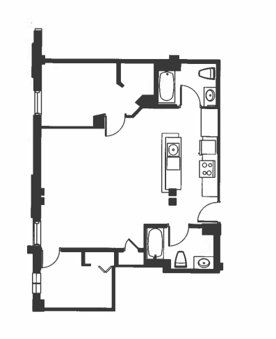 Floor Plan  A black and white image of a floor plan.