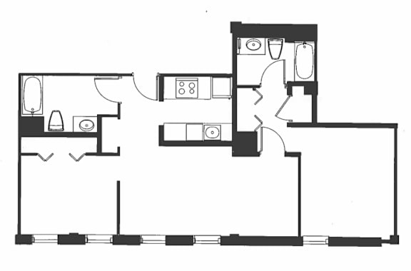 A black and white floor plan of a house with multiple rooms.