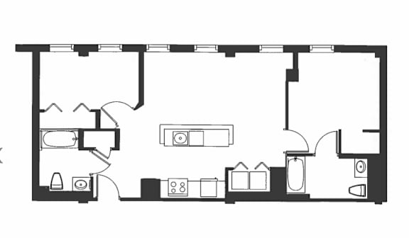 A black and white image of a floor plan of a house.
