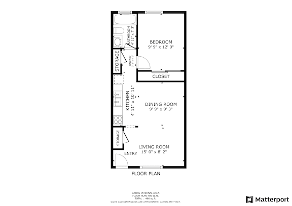 1 Bed 1 Bath Floorplan t Kingsbrook Arms, Englewood Colorado