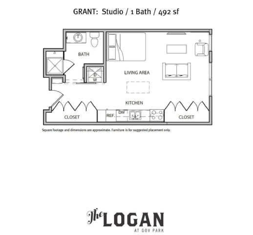 Grant Floor Plan at The Logan Apartments, Denver Colorado