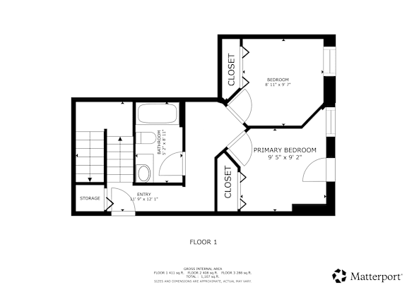 A black and white image of a floor plan for a one bedroom apartment.