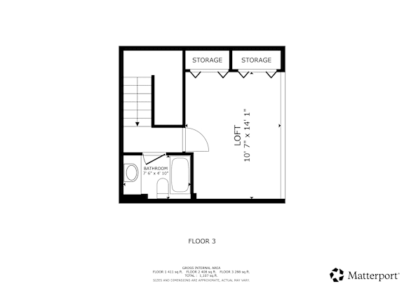 A black and white image of a floor plan for a room with a bathroom and storage space.