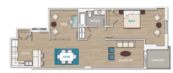 Floor Plan  1 Bedroom &#x2B; Den