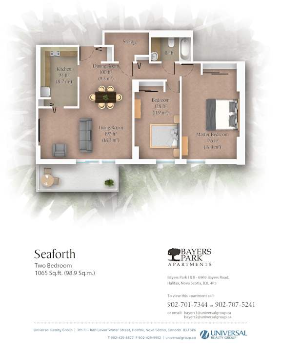 A Seaforth apartment floor plan from Bayers Park Apartments.