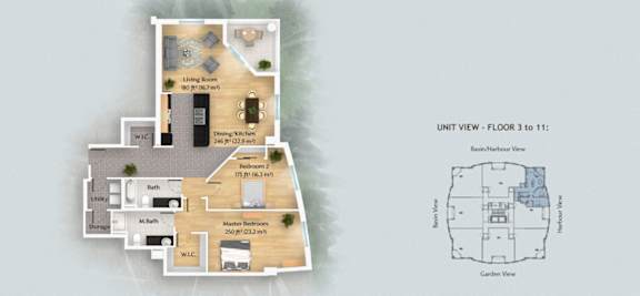 a floor plan of a house with a bedroom and a living room