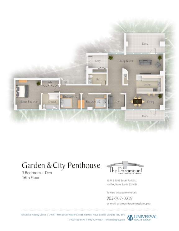 A floor plan for the Garden & City Penthouse at The Paramount.