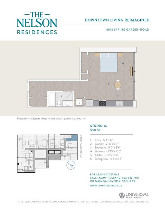 A floor plan for a residence at The Nelson Residences.