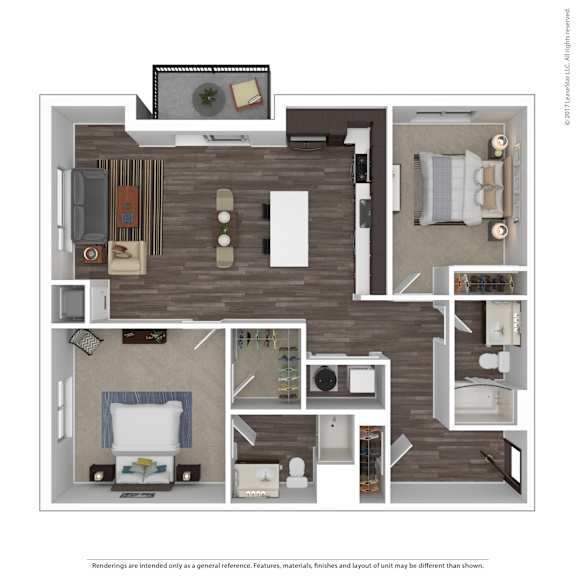 A floor plan of a small apartment with a living room, kitchen, and bathroom.