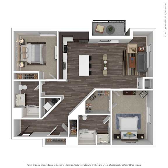 A floor plan of a house with a kitchen, living room, dining room, and bedrooms.