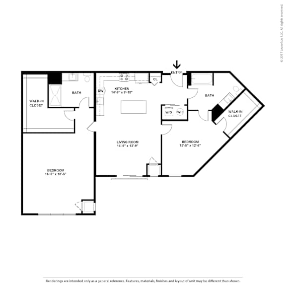 A black and white image of a floor plan for a home.