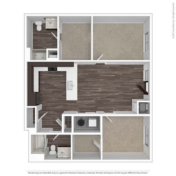 A floor plan of a house with a kitchen, living room, and bathroom.