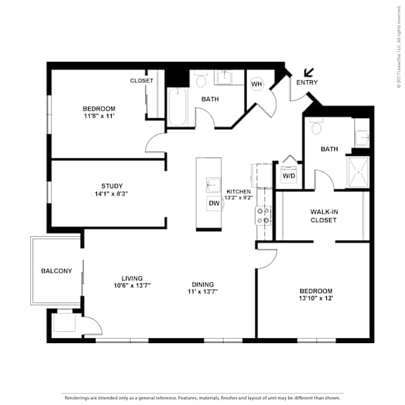 A black and white image of a floor plan for a home.
