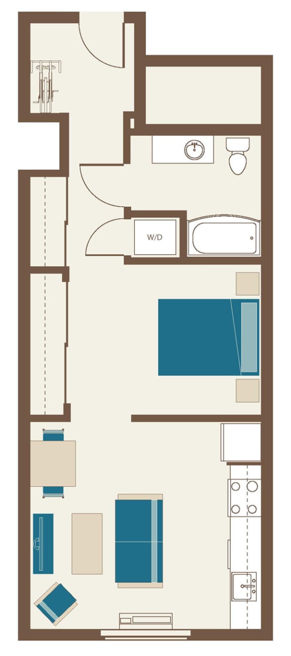 Floorplan-One Bedroom Loft B10-Loft with southern exposure