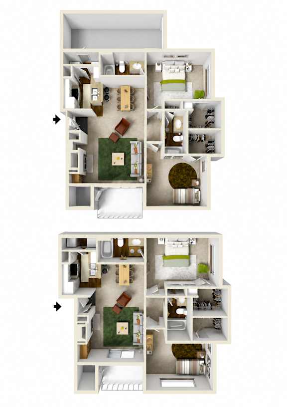 A set of two images showing the interior layout of a house.