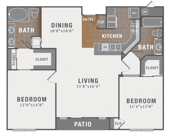 B2, 2 br, 2 ba, 1174 sq. ft.