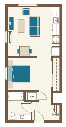 Floorplan-One Bedroom Loft B3-The Cordelia Loft with courtyard and corner windows