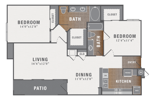 Floor Plan  B4, 2 br, 2 ba, 1193 sq. ft.