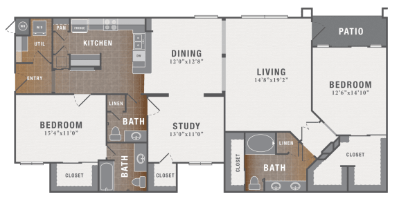 B5 Study, 2 br, 3 ba, 1787 sq. ft.