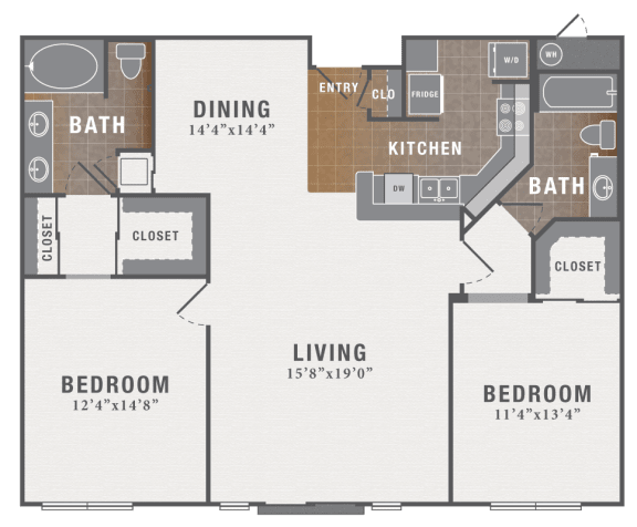 B5, 2 br, 2 ba, 1214 sq. ft.