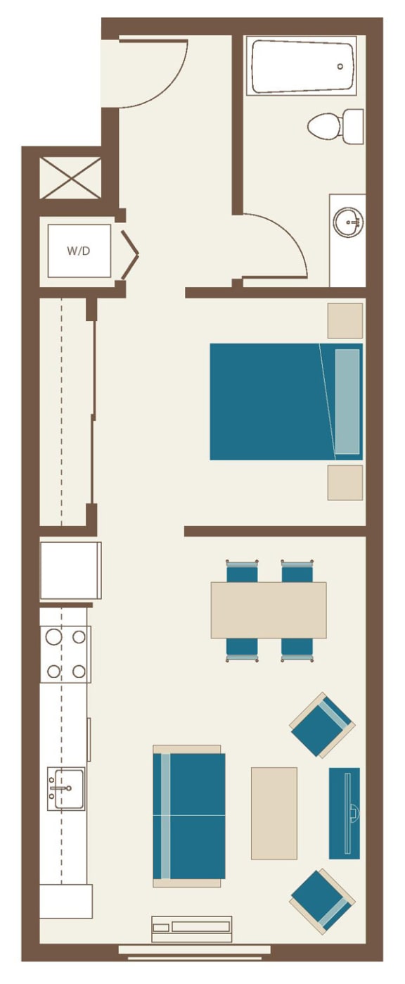 Floorplan-One Bedroom Loft B7-Loft with southern exposure
