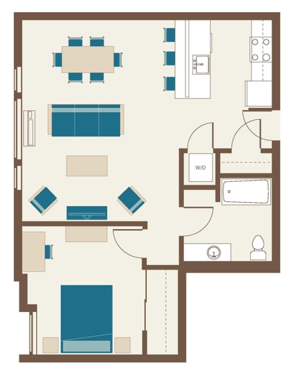 Floorplan-Large one bedroom with western exposure- One Bedroom C2