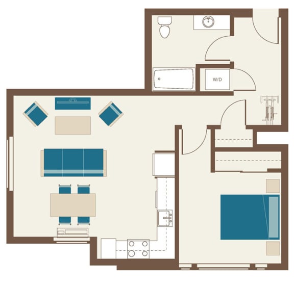 Floorplan-One Bedroom C3-Large one bedroom with southwestern exposure and corner windows